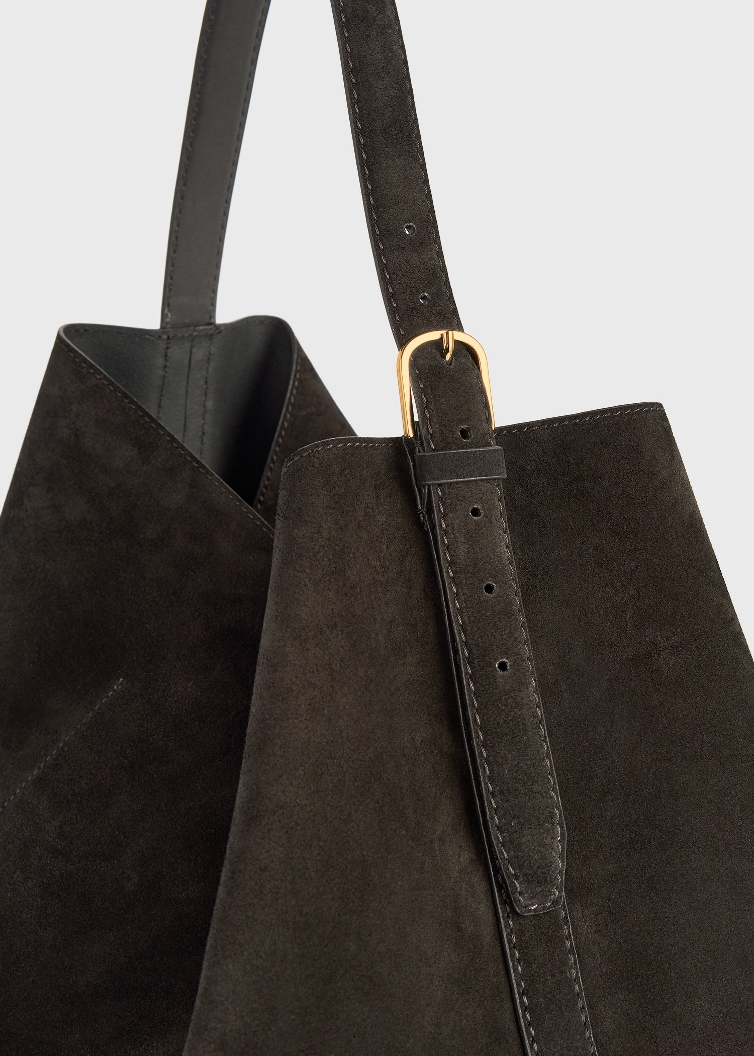 Belted suede tote pepper