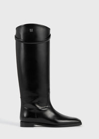 Box-leather riding boots black