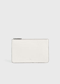 Threefold croco-embossed clutch off-white