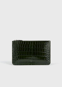 Threefold croco-embossed clutch dark green