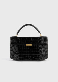Clip croco-embossed top handle black