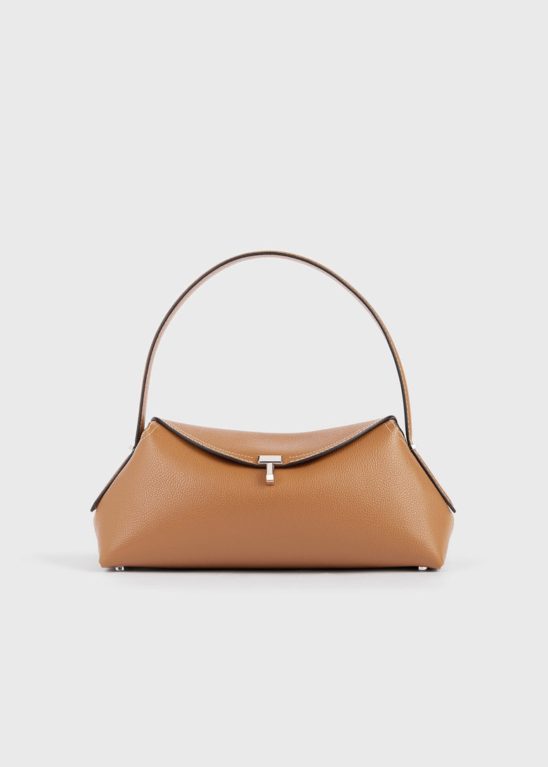 T-lock grained-leather shoulder tan
