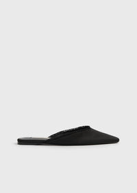 Frayed satin lounge slippers black