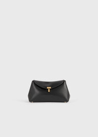 Mini T-lock leather clutch black