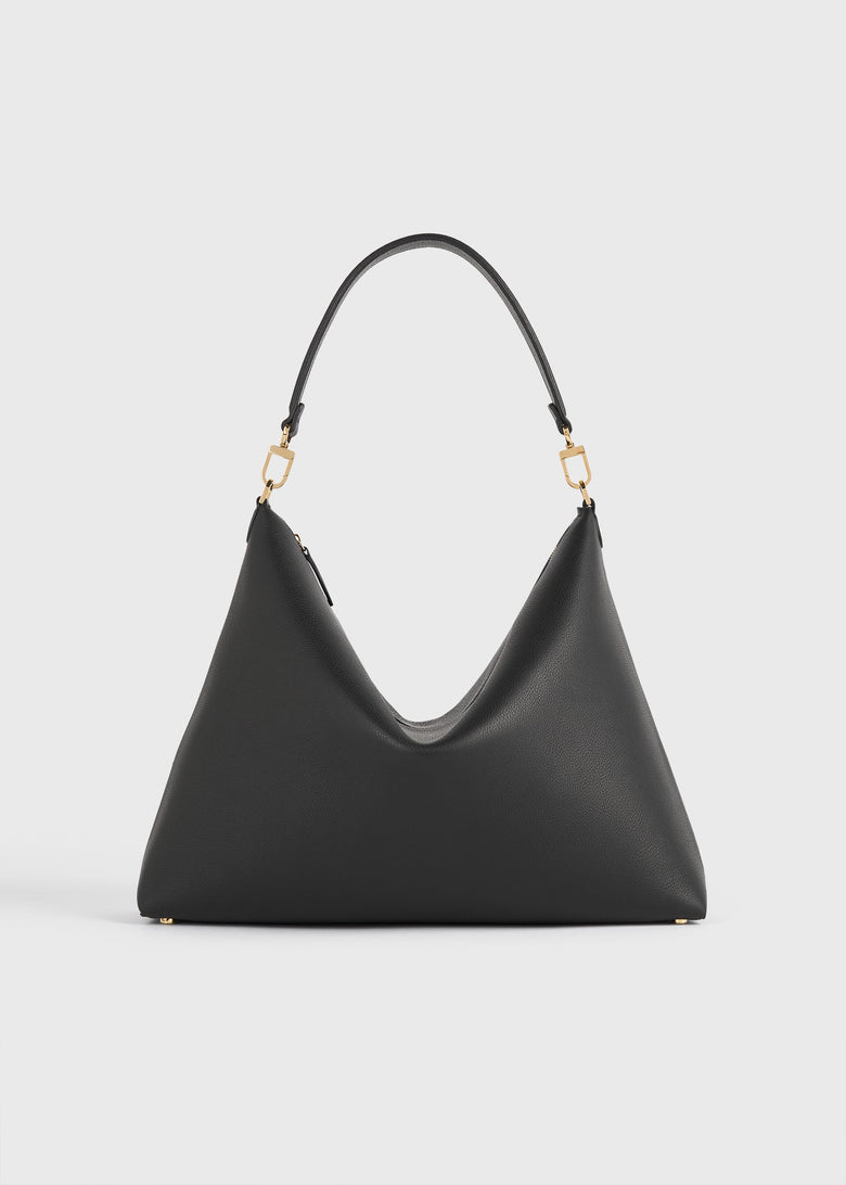 Medium Bevel grained-leather bag black
