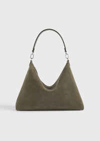 Medium Bevel cord-suede bag dark taupe