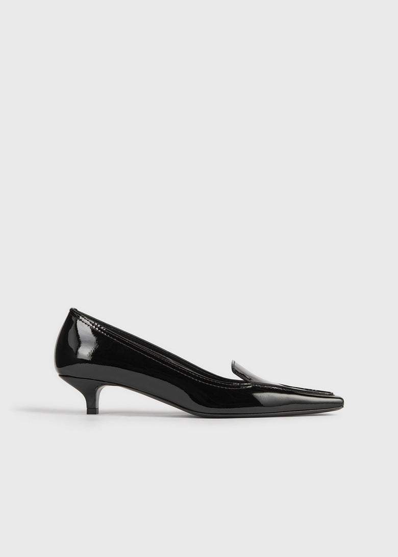 Patent loafer pumps black