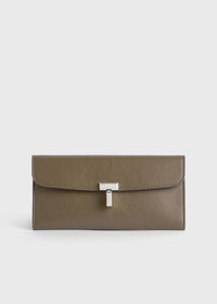 T-lock grained-leather wallet dark taupe