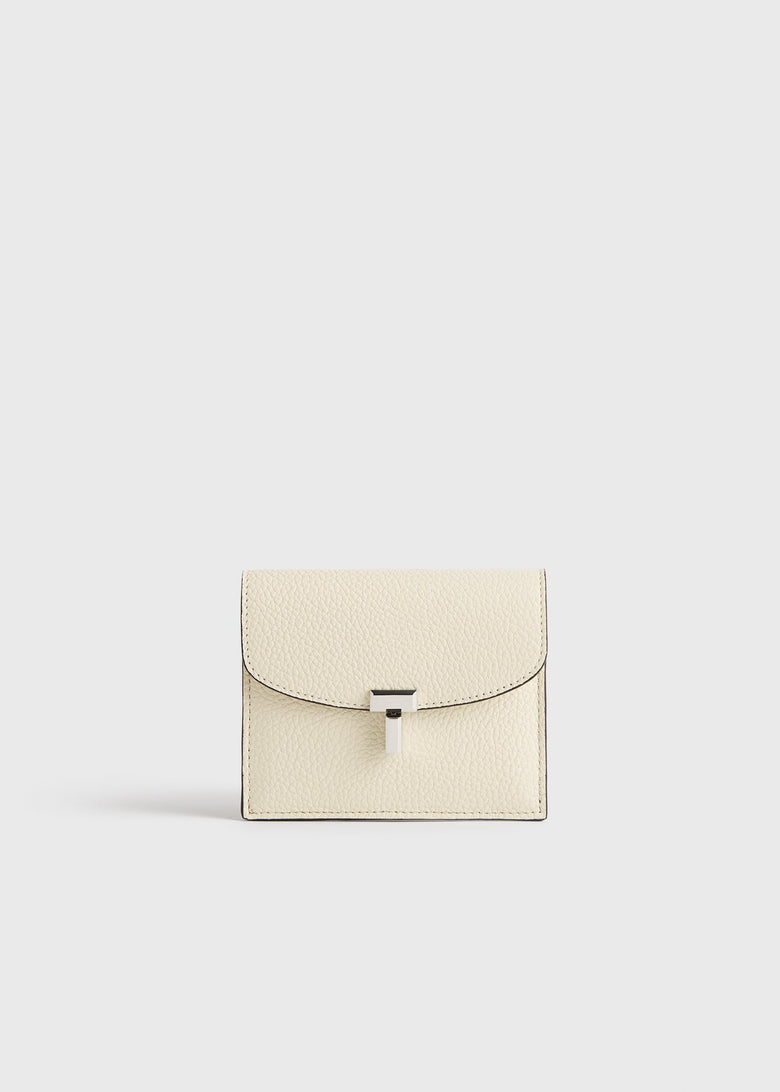T-lock grained-leather cardholder milk