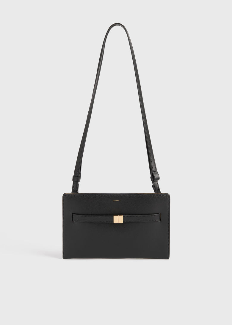 Belted leather crossbody black
