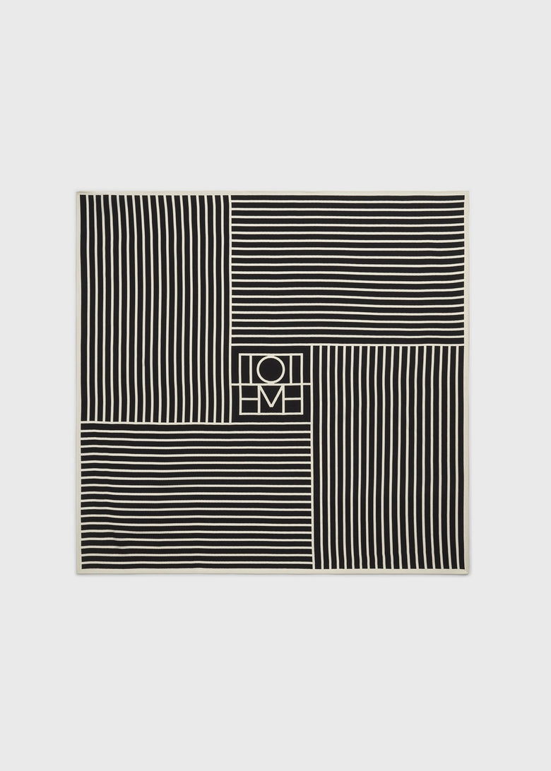 Beijing stripe silk scarf black