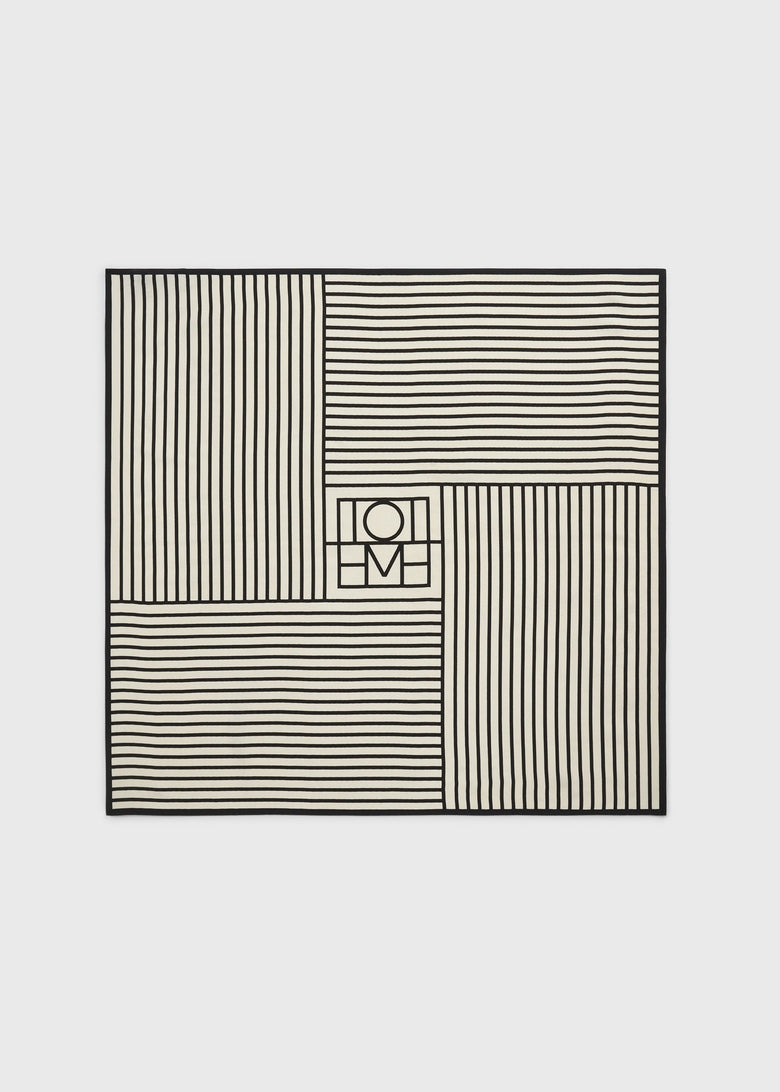 Beijing stripe silk scarf cream