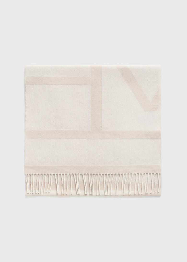 Monogram jacquard wool scarf eggnog