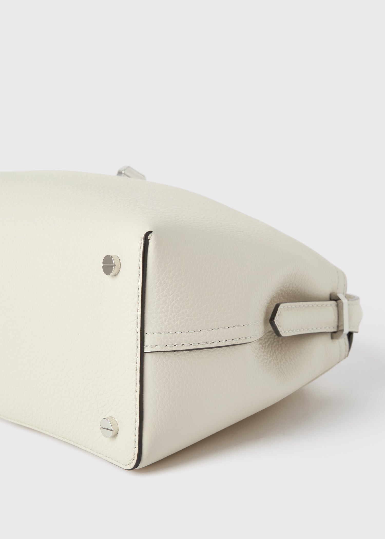 T-Lock grained-leather top handle milk