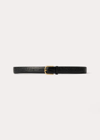 Slim trouser leather belt black croco