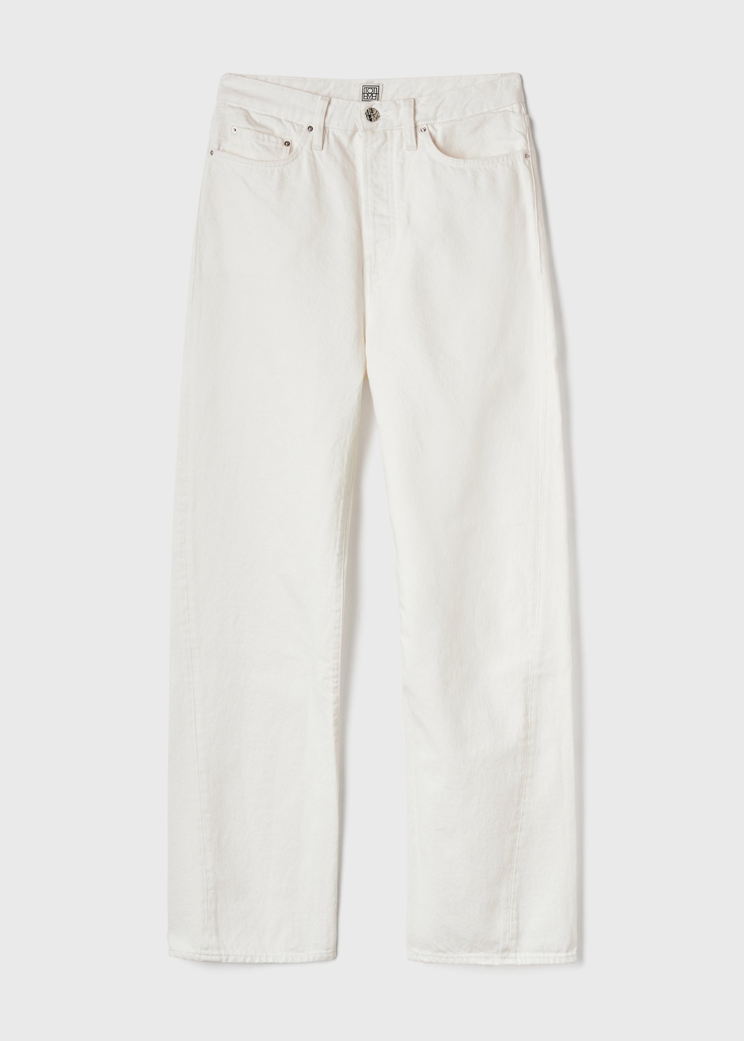 Twisted seam denim full length off-white