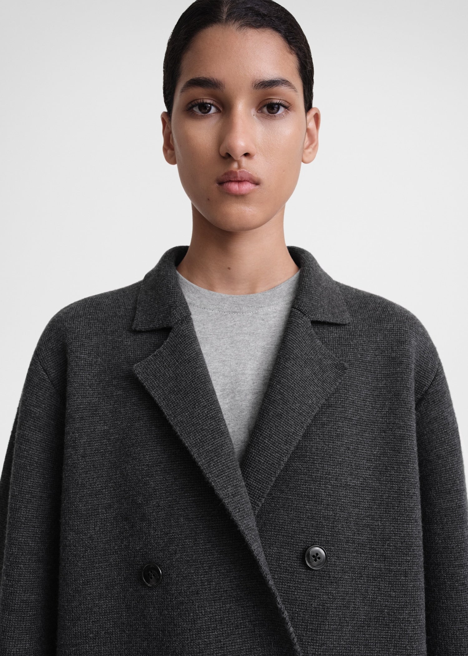 Knitted wool blazer dark grey melange
