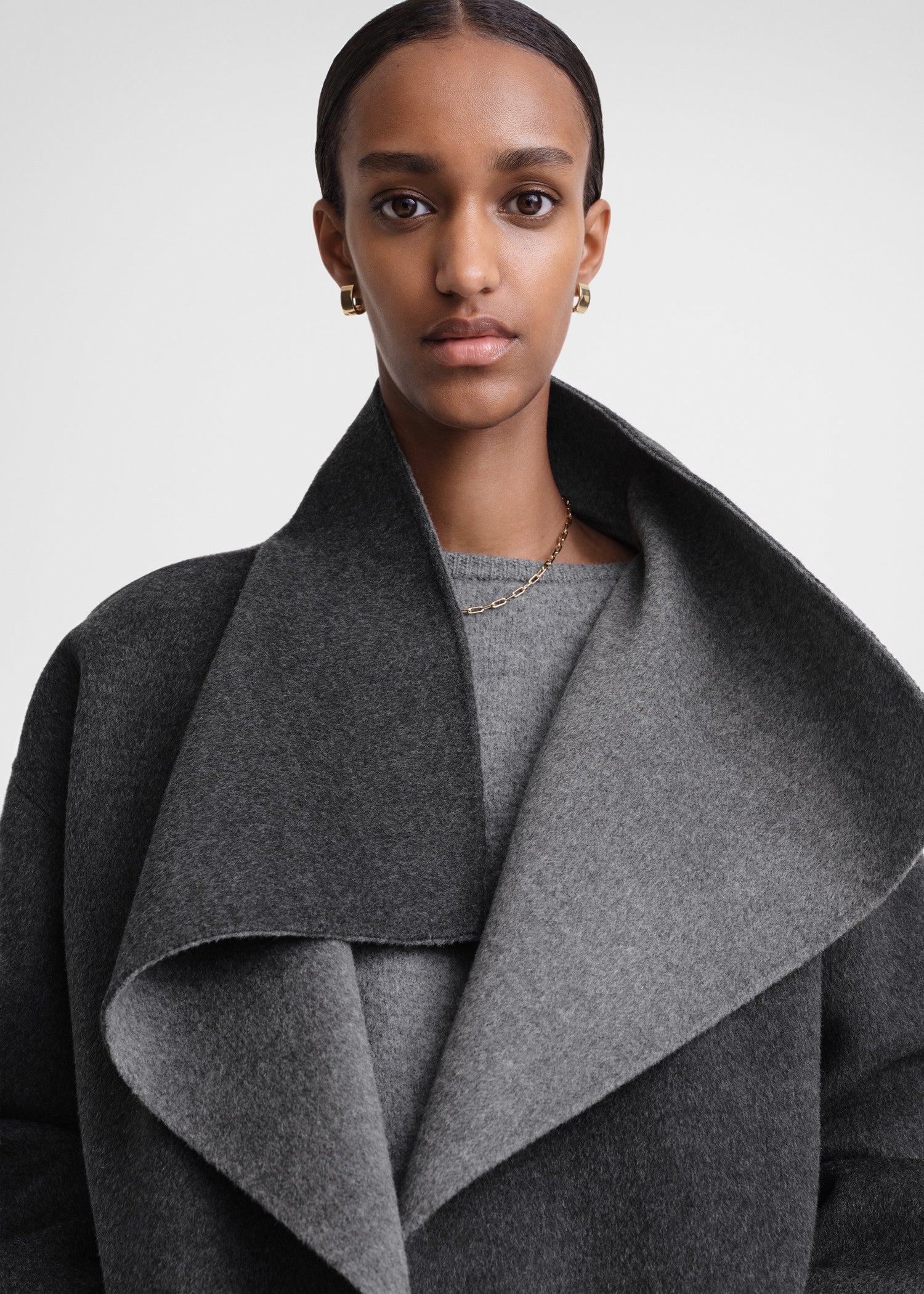 Two tone wool coat top