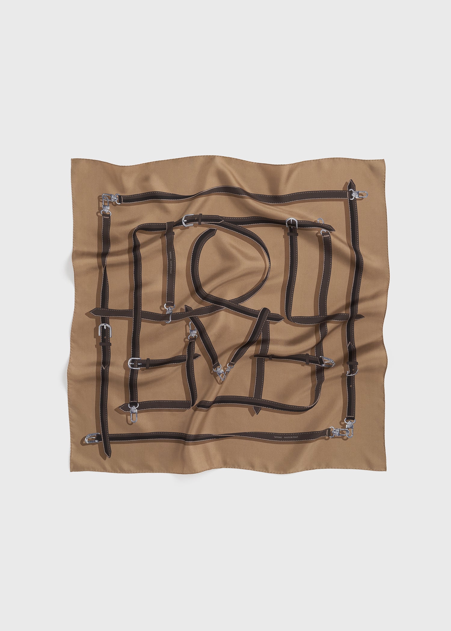 Clasp belt silk scarf biscuit
