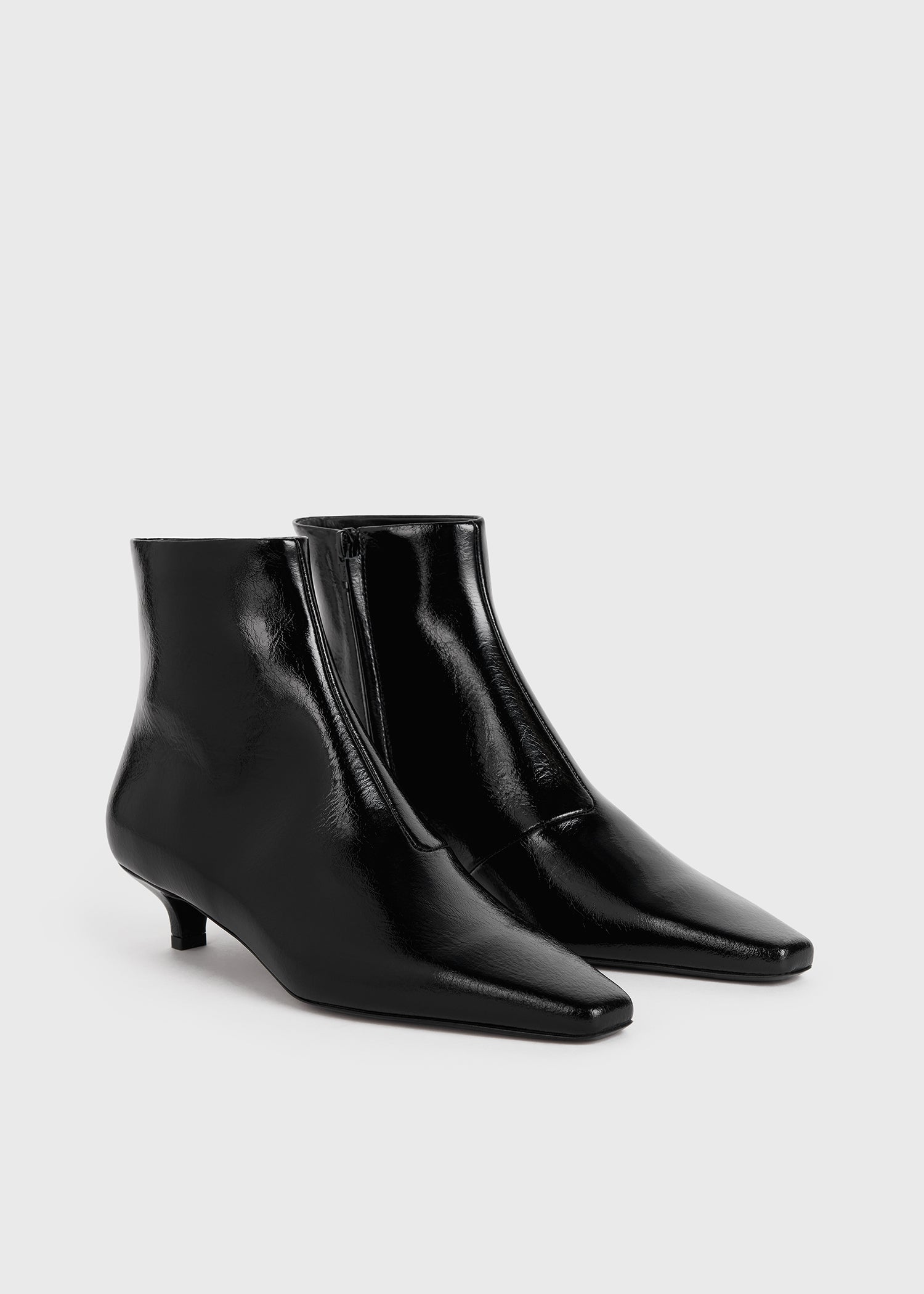 Shiny black ankle boots best sale