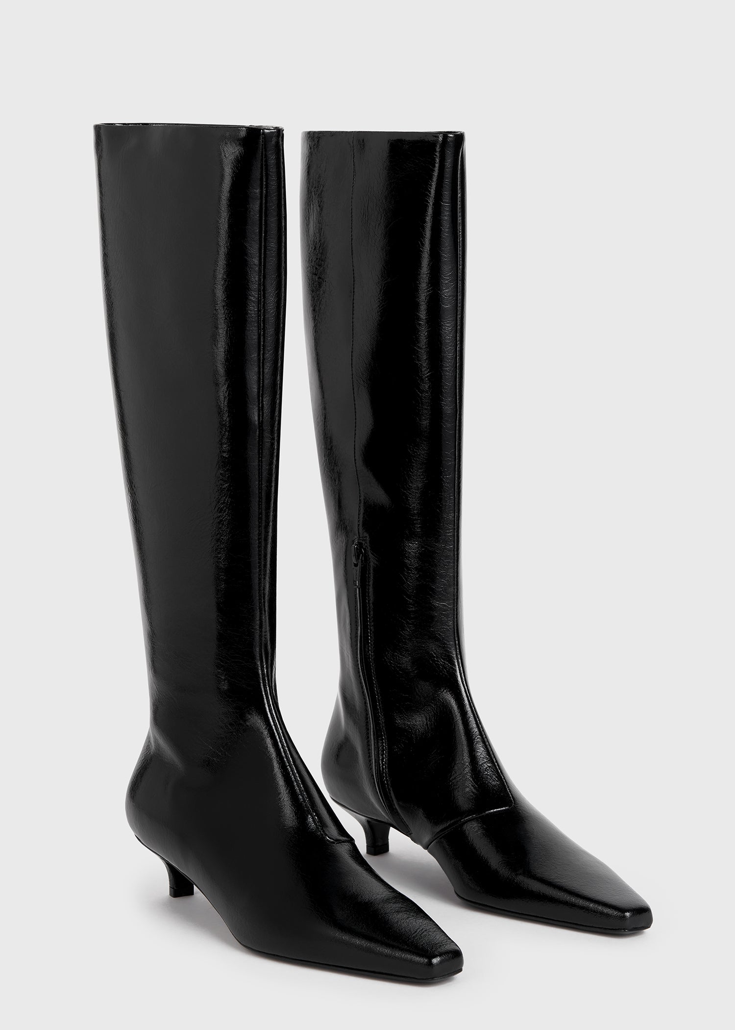 The Slim Knee High Boot black patent TOTEME