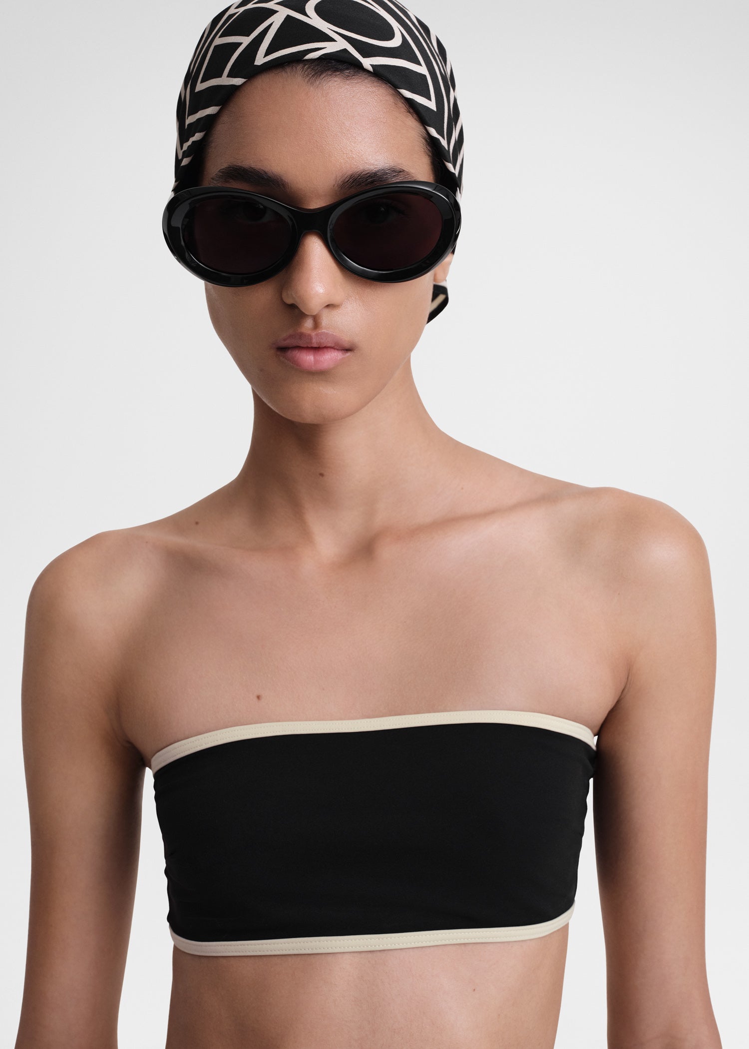 Black strapless swim top cheap