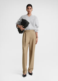 Double-pleated tailored trousers biscuit