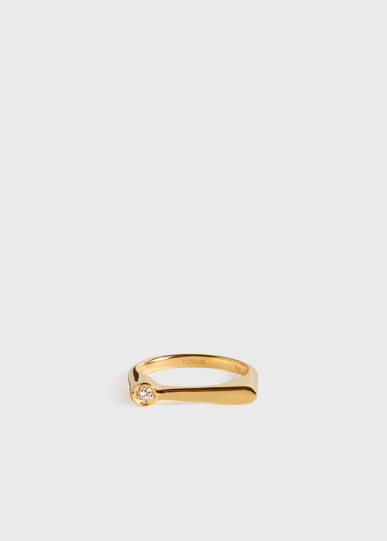 Signet diamond midi ring 18kt gold