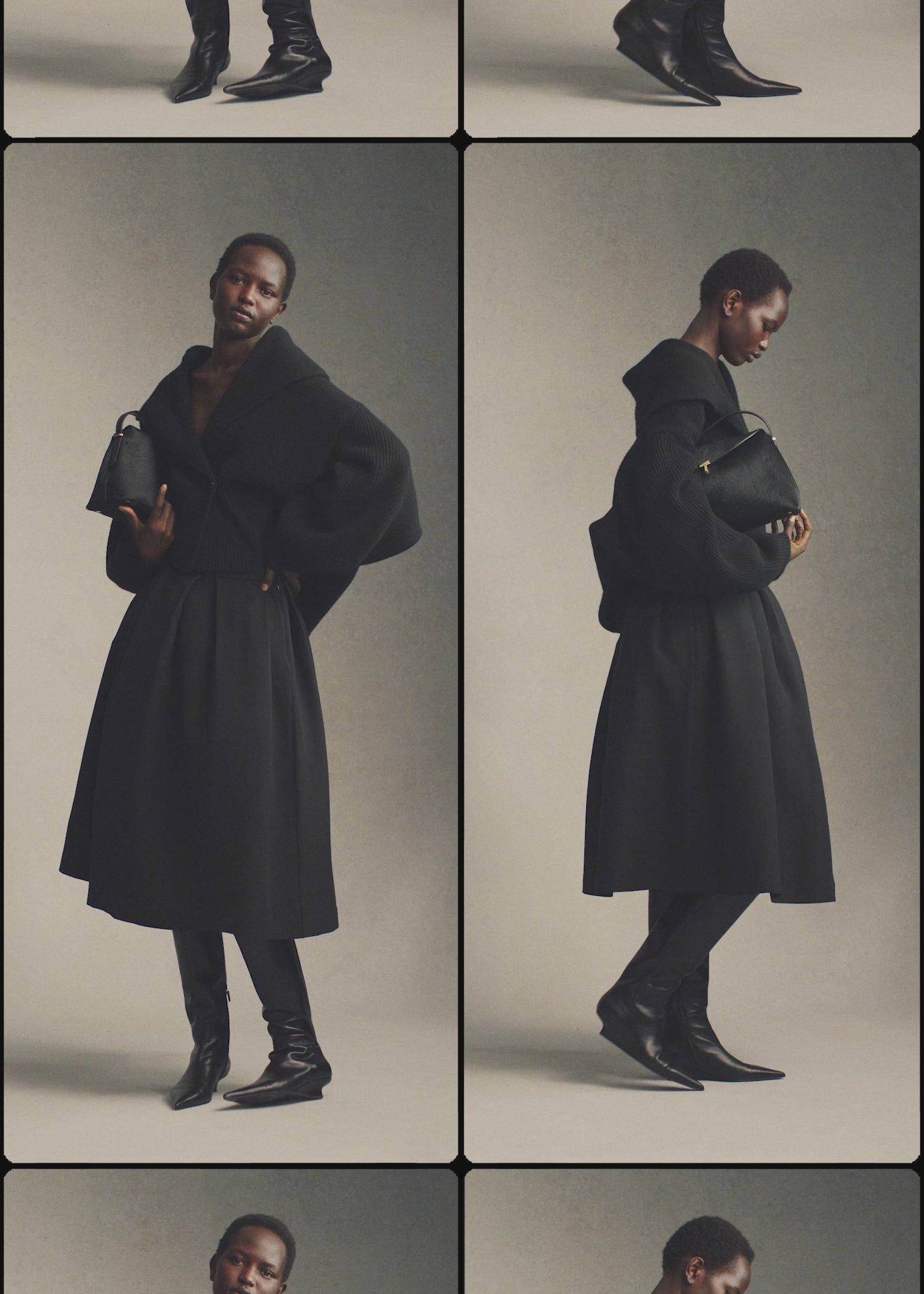 Wool silk twinflower skirt black