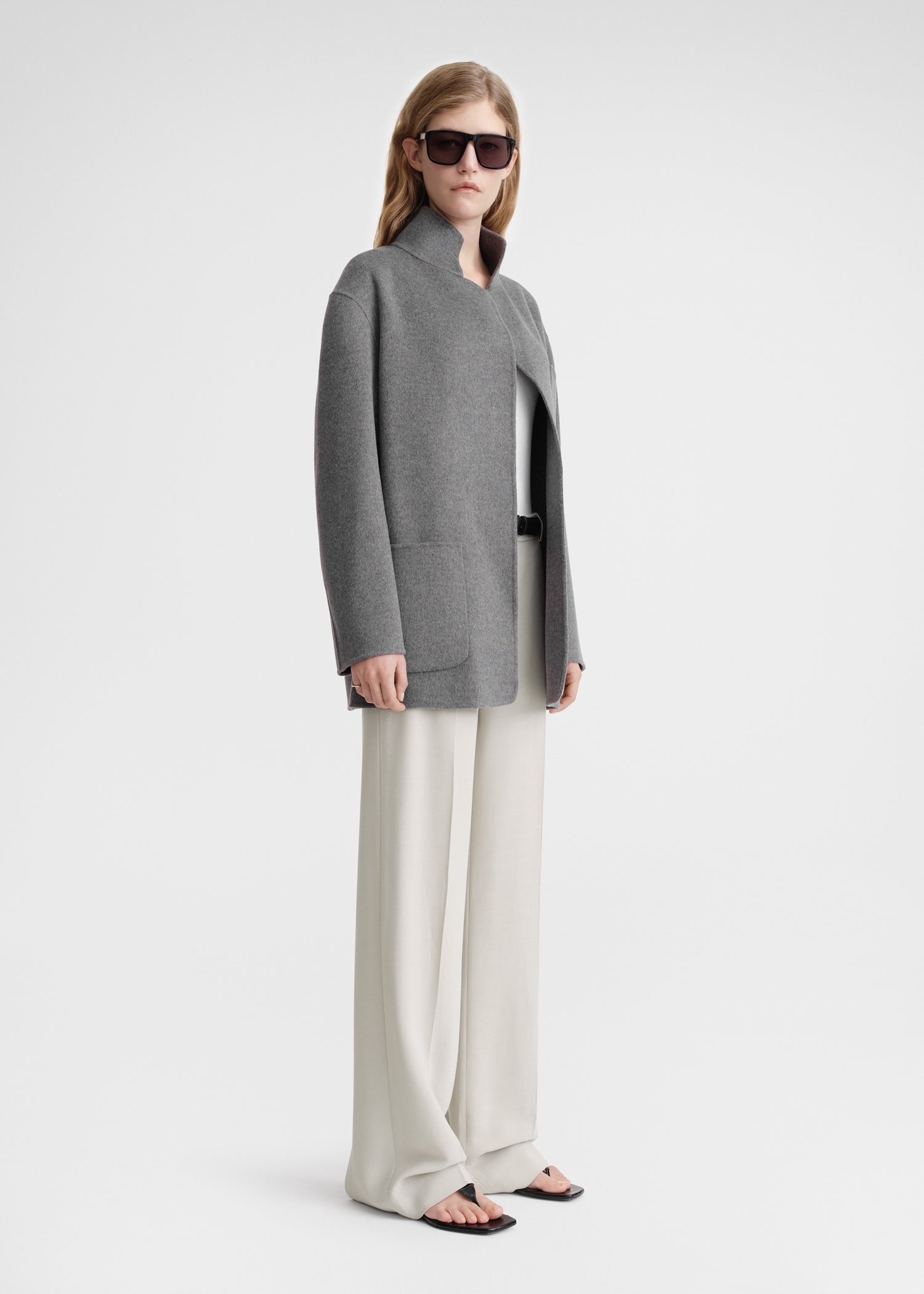 Patch pocket doublé jacket pale grey melange
