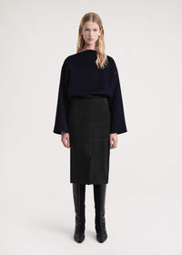 Paneled suede skirt black