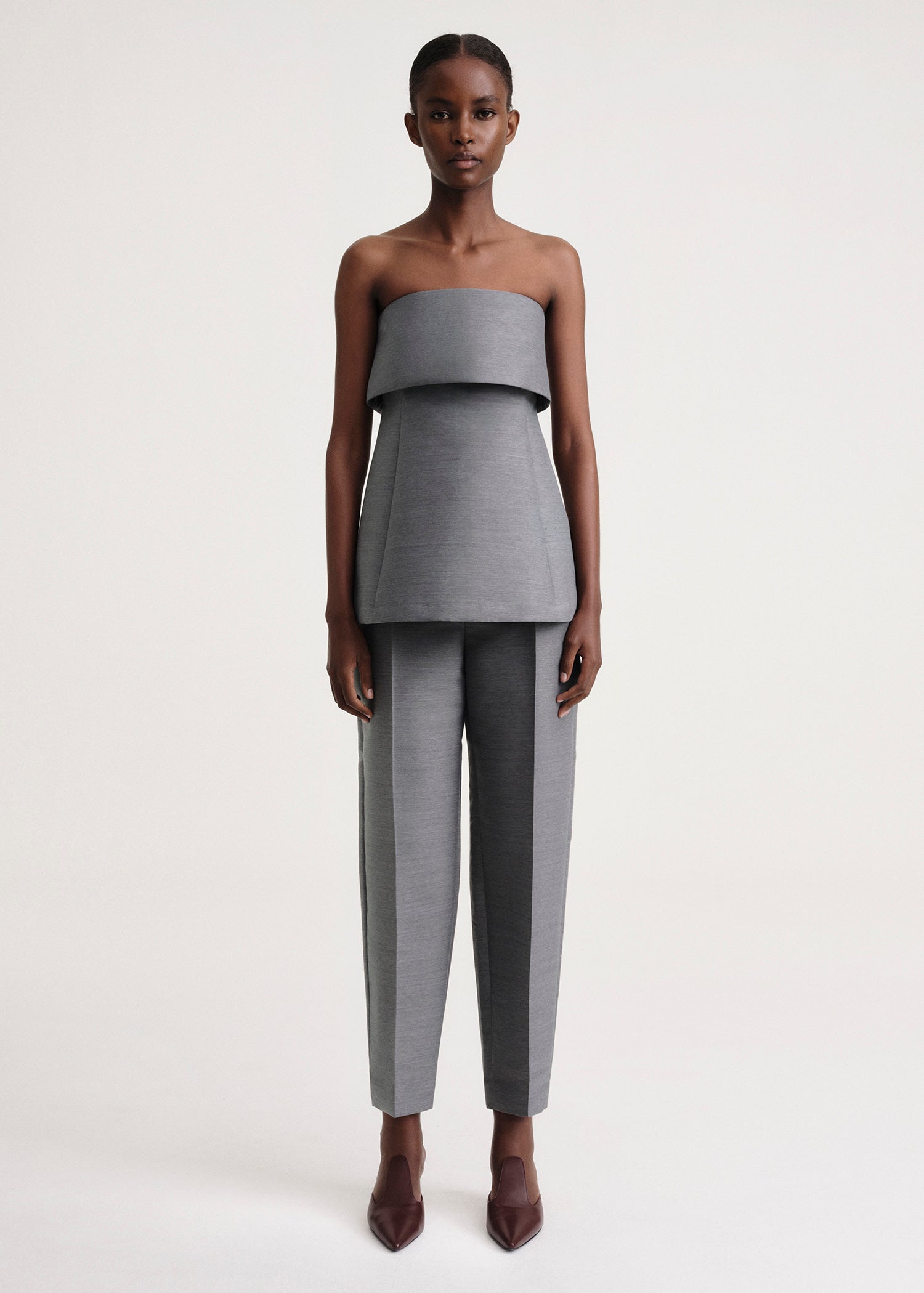 Foldover evening top steel – TOTEME