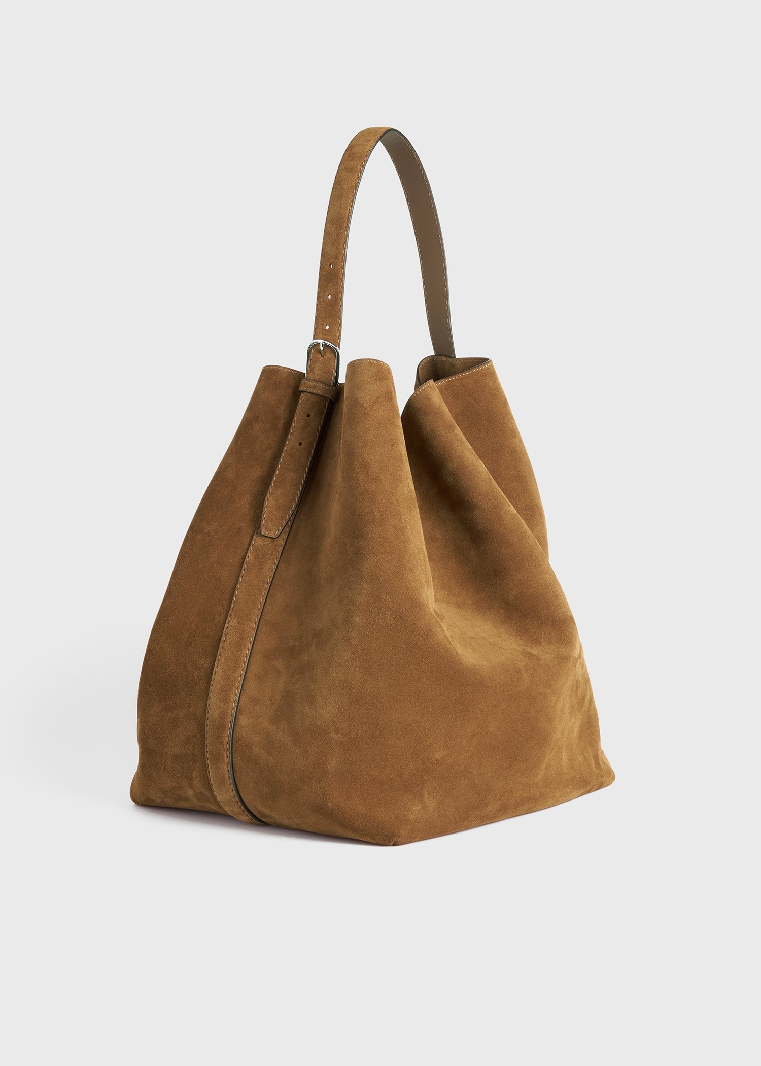 Tan suede bucket bag on sale