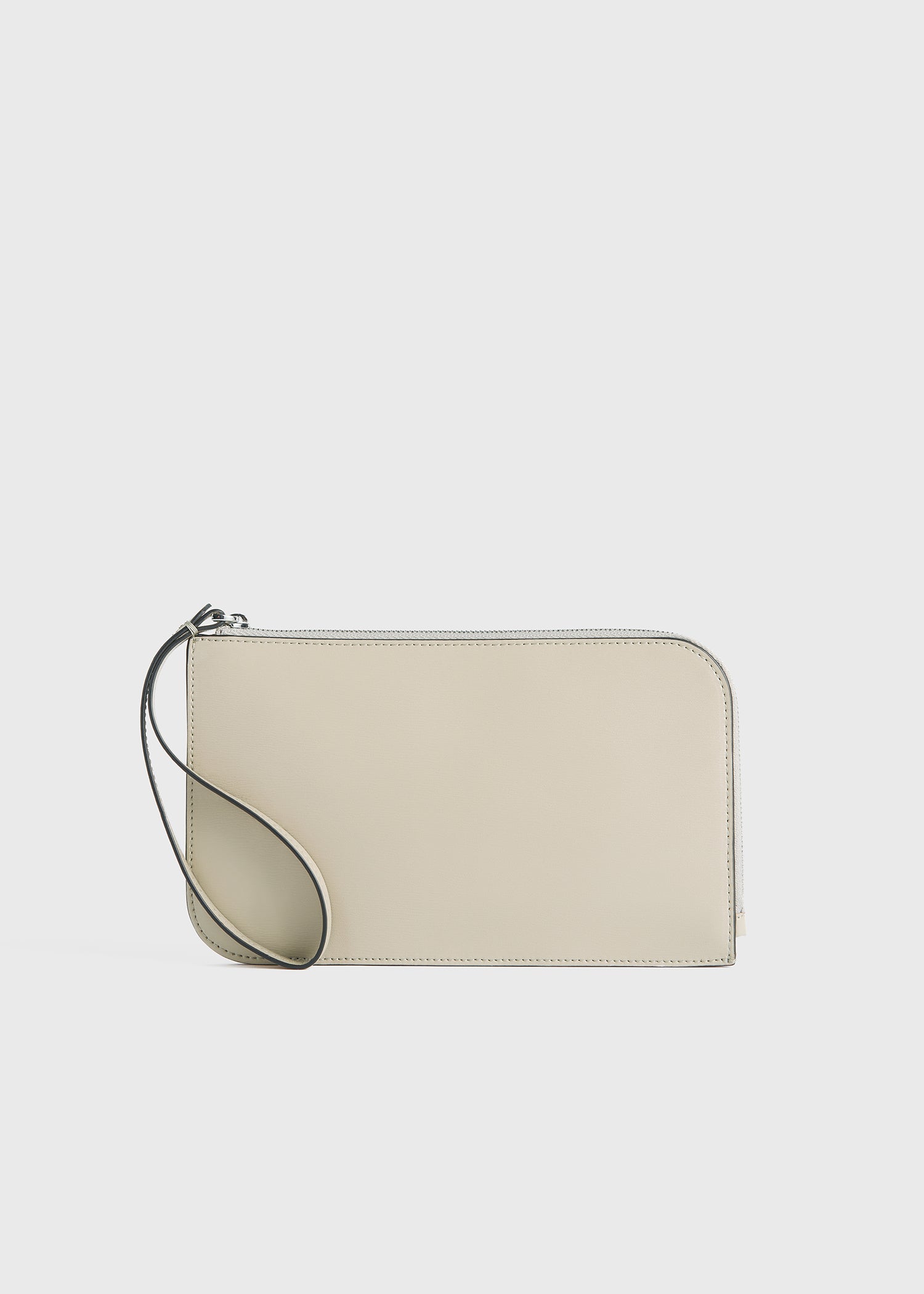 Monogram leather wristlet pouch fawn TOTEME
