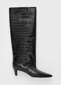 The Wide shaft boot black croco